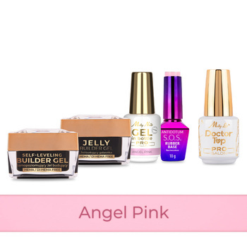 PRO MATCH SYSTEM 4+1 Angel Pink: 3x Gele: Jelly & SelfLeveling & Gel in der Flasche + Grundierung + Doctor Top 15 g GRATIS
