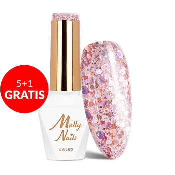 5+1 gratis Molly Nails Crushed Diamonds LA Star HEMA/Di-HEMA-freier Hybridlack 8 g Nr. 534