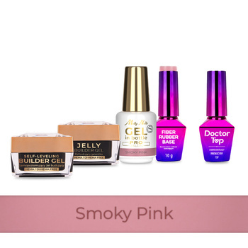 Molly Nails PRO MATCH SYSTEM 4+1 Smoky Pink 3 Aufbau-Gele + Grundierung + Doctor Top 10 g