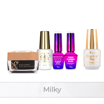 PRO MATCH SYSTEM 4+1 Milky: 2x Gele: SelfLeveling® in der Flasche + 2 Grundierungen + Doctor Top 15 g GRATIS