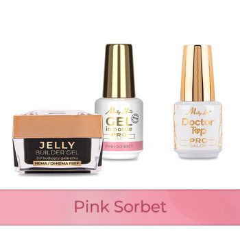 Molly Nails PRO MATCH SYSTEM 2+1 Pink Sorbet 2 Aufbau-Gele + Doctor Top 15 g