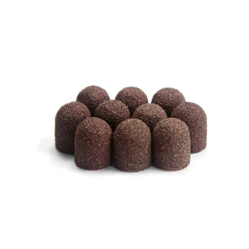 Schleifkappen für die Pediküre mit Baumwollkern, 16 mm, Körnung 120, braun, AlleMed, 10 Stück