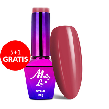 5+1 gratis MollyLac-Gelnagellack Hearts &amp; Kisses Dark Raspberry 10 g Nr. 193