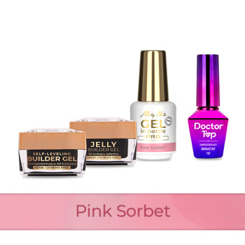 Molly Nails PRO MATCH SYSTEM 3+1 Pink Sorbet: 3 Aufbau-Gele + Doctor Top 10 g