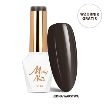 LED/UV-Hybridlack „Gel Polish The Trend Edit“ Nr. 300 „Dark Chocolate“ von MollyNails, HEMA/Di-HEMA-frei, 8 g + Musterkarte GRATIS