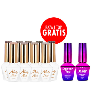 9er-Set „Choco Dreams“ von Molly Nails – HEMA/di-HEMA-frei + Basis- und Decklack GRATIS (X-Bond Base, Doctor Top)