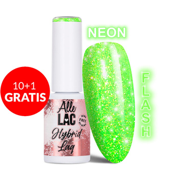 10 + 1 gratis LED/UV-Gel-Nagellack Greens Flash Glitter Green AlleLac HEMA/Di-HEMA-frei 6 g