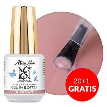20 + 1 gratis: Aufbau-Gel in der Flasche mit Pinsel „Gel in Bottle Molly Nails Salon Cover“ von Ewelina Staszak, HEMA/Di-HEMA, 15 g gratis