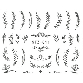 Wassertransfer-Nagelaufkleber mit Pflanzenmotiven STZ-811