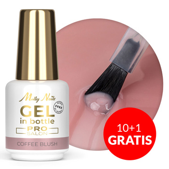 10 + 1 gratis: Aufbau-Gel in der Flasche mit Pinsel „Gel in Bottle“ von Molly Nails Pro Salon Coffee Blush, HEMA/Di-HEMA-frei, 15 g