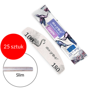 25 Stück Mini-Pediküre-Feilen, Sicherheitspackung, Boot-Form, Halbmond, schlank, Aba Group 100/180 Eco