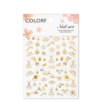 Dünne, selbstklebende Weihnachts-Nagelaufkleber CB-149, goldfarben