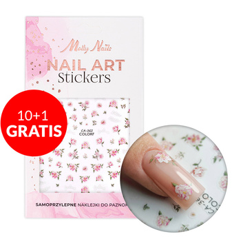 10 + 1 gratis Selbstklebende Nagelsticker mit Blumen und Schriftzügen CA-362 MollyNails