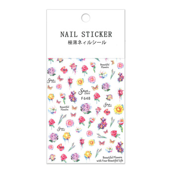 Dünne selbstklebende Nagelsticker mit Blumenmotiv F648