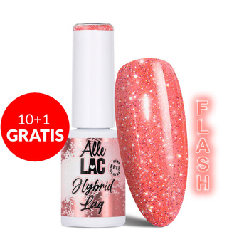 10 + 1 gratis LED/UV-Gel-Nagellack Oranges Flash Glitter Light Orange AlleLac HEMA/Di-HEMA-frei 6 g