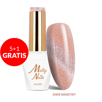 5+1 gratis LED/UV-Gel-Nagellack Cat Eye Crystal Water Nr. 266 Nude Molly Nails HEMA/Di-HEMA-frei 8 g