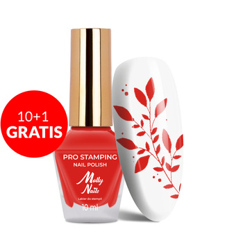 10 + 1 gratis: Molly Nails PRO Stamping Red Nr. 11, 10 ml, Lack für Stempel und Stamping