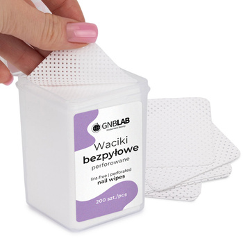 Dust-free perforated cotton pads for nails, white, 5x5 cm, 200 pcs