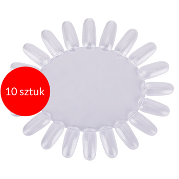 10 Stück: Sonnenförmiger Display-Ständer für Gele, Hybridlacke und Puder, transparent, mit 20 Tips