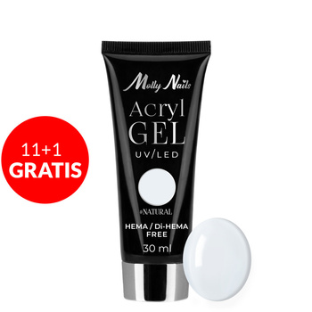 11+1 free Polygel acrylic gel for extension AcrylGel Molly Nails HEMA/Di-HEMA Free Natural 30 ml
