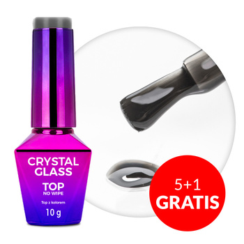5+1 gratuit Top coloré sans essuyage Top no wipe Crystal Glass Molly Nails Noir Sans HEMA/Di-HEMA 10 g