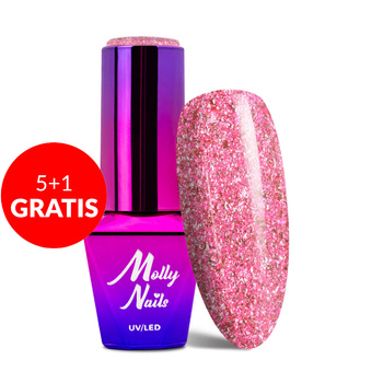 5+1 gratis Smalto ibrido Molly Nails Luxury Glam Pink Reflections 8 g n. 540