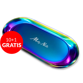 10+1 free MollyNails oval rainbow metal tool tray