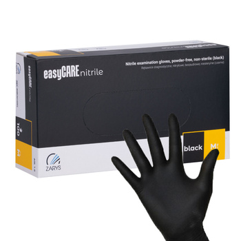 Easycare Black Disposable Nitrile Diagnostic and Protective Gloves, Size M, Black, 100 Count