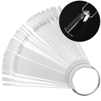 Fan-shaped tester template on a wheel for hybrid gels, varnishes, and transparent powders, 50 pcs.
