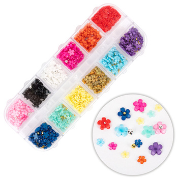 Boîte de décorations : fleurs en acrylique Molly Nails, assortiment de couleurs n° 2, environ 300 pièces