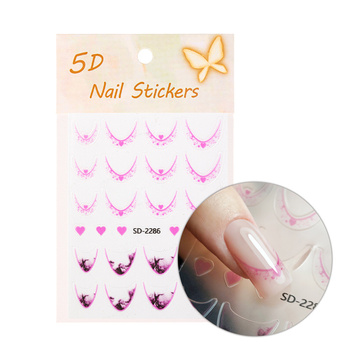 Selbstklebende 5D-Nagelaufkleber / French / Französische Smile-Linie, 20 Stück, hellrosa, SD-2286