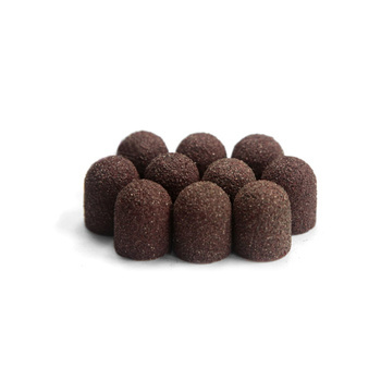 Abrasive caps for pedicure with cotton center, 16 mm, 240 grit, brown, AlleMed, 100 pcs.