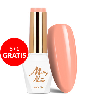 5+1 gratis Molly Nails Hybrid-Nagellack „I'm Nudelover Peachy Beige“ (HEMA/Di-HEMA-frei) 8 g Nr. 525