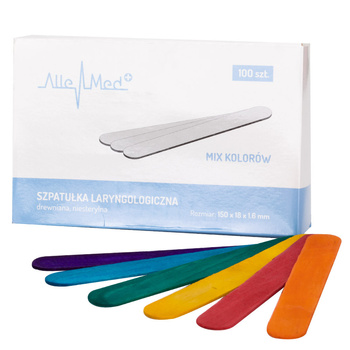 AlleMed disposable wooden ENT spatulas for waxing, 100 pcs, mixed colors