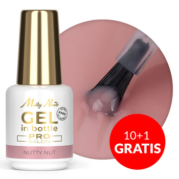 10 + 1 gratis: Aufbau-Gel in der Flasche mit Pinsel „Gel in Bottle“ von Molly Nails Pro Salon, Nutty Nut, HEMA/Di-HEMA-frei, 15 g