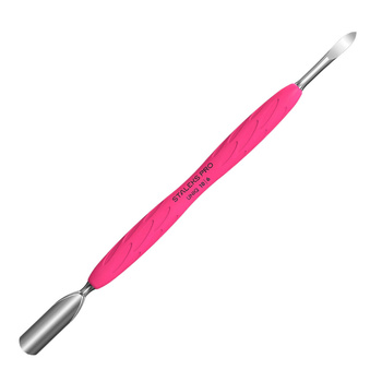 Pince à cuticules Gummy avec manche en silicone Staleks Pro Uniq 10 TYPE 6 : repousse-cuticules large et arrondi et cure-ongles