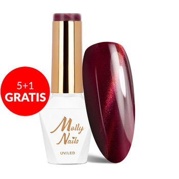 5 + 1 gratis. Esmalte híbrido LED/UV Gel Polish Reds Cat Eye Red n.º 234 Molly Nails sin HEMA/Di-HEMA, 8 g