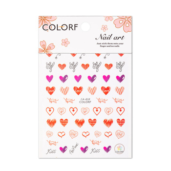 Selbstklebende Valentinstag-Nagelaufkleber mit Herzen und Schriftzügen CA-858