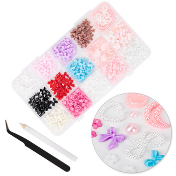 Box with decorations: bows, flowers, pearls BKHZ-002