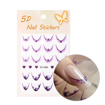 Selbstklebende 5D-Nagelaufkleber / French / Französische Smile-Linie, 20 Stück, lila, SD-2282