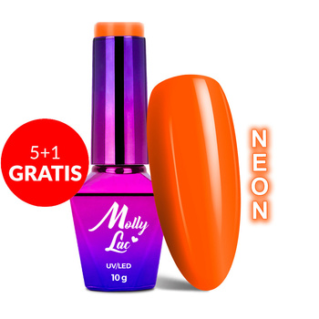 5 + 1 gratuit Vernis hybride MollyLac Bubble Tea Passion Fruit Neon 10 g n° 131