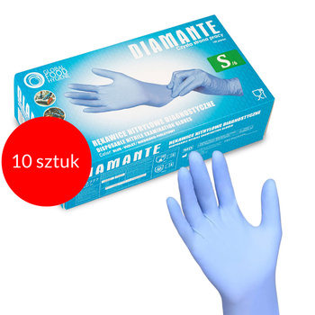 10 pairs of Diamante disposable nitrile diagnostic and protective gloves, size S, blue-purple, 100 pieces