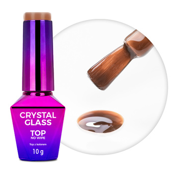 Top coloré sans essuyage Crystal Glass Molly Nails Golden Brown, sans HEMA/Di-HEMA, 10 g