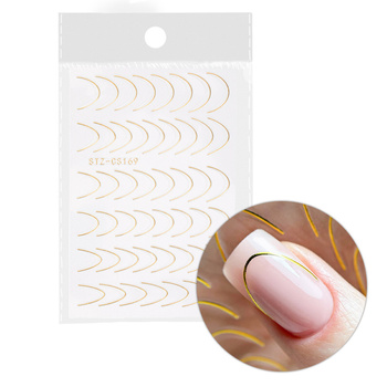 Self-adhesive nail stickers/ French/ French smile line 48 pcs gold STZ-CS169