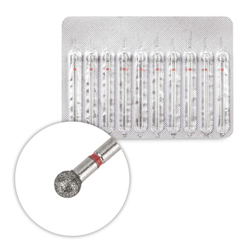 Set of diamond ball cutters, 4 mm, red, delicate, 10 pcs