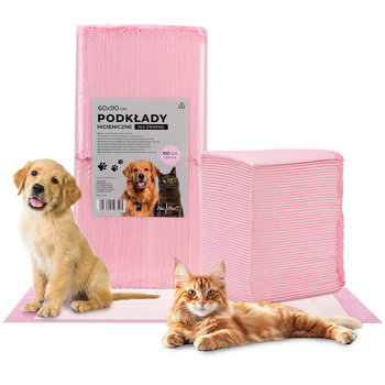 Absorbent mats for dogs, potty training, hygiene, cleanliness AlleMed 100 pcs. 60x90 cm pink