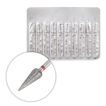 Set di frese diamantate a forma di pera, rosso tenue, 10 pezzi