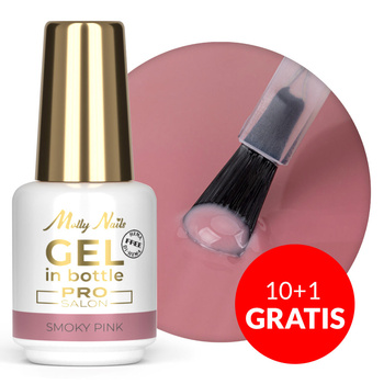 10 + 1 gratis: Aufbau-Gel in der Flasche mit Pinsel „Gel in Bottle“ von Molly Nails Pro Salon, Smoky Pink, HEMA/Di-HEMA-frei, 15 g
