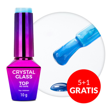 5+1 gratis: Farbiges Topcoat ohne Abwischen – Crystal Glass Molly Nails Glass Baby Blue (HEMA/Di-HEMA-frei), 10 g