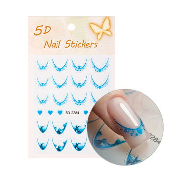 Selbstklebende 5D-Nagelaufkleber / French / Französische Smile-Linie, 20 Stück, blau, SD-2284